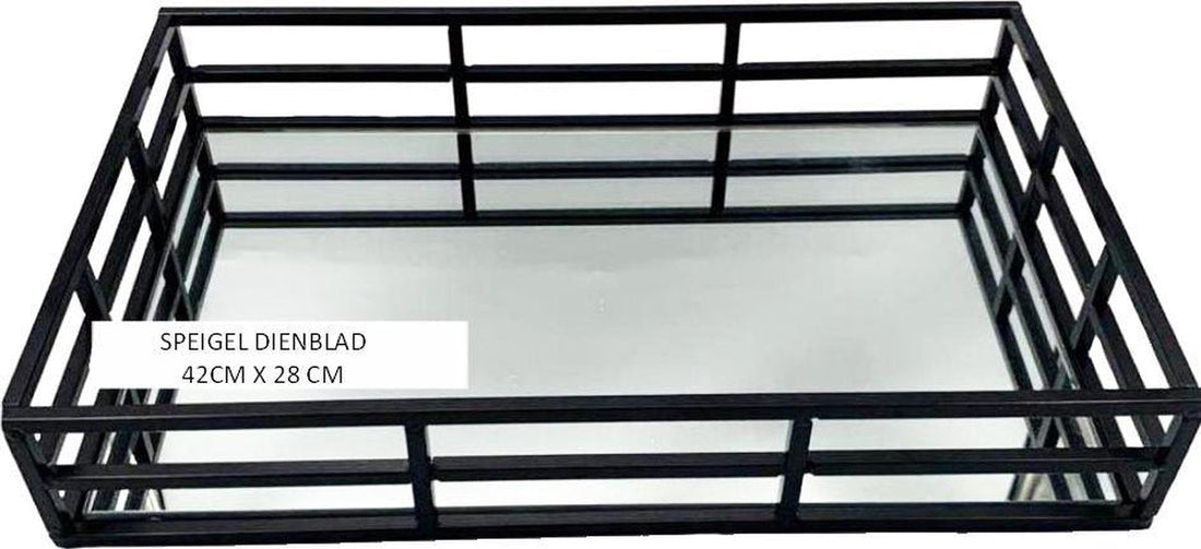 Plateau miroir de luxe noir | antidérapant | 42*28cm