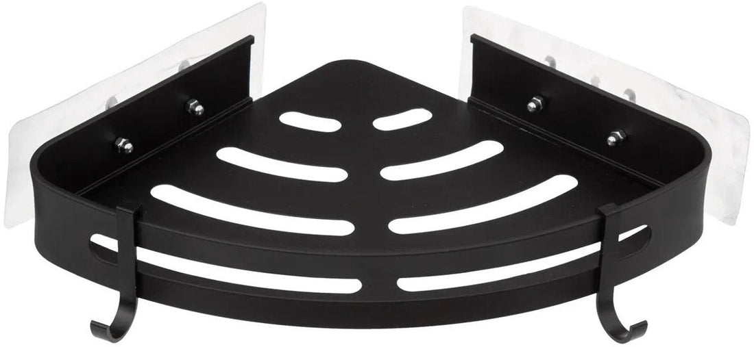 5Five badkamer hoek organizer zwart – doucherekje met haakjes, 23 x 23 cm