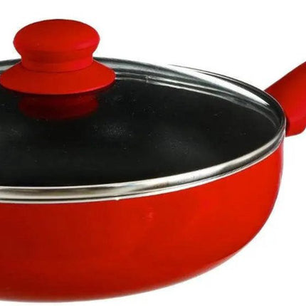 Secret de Gourmet - Bratpfanne mit Deckel - Für alle Kochfelder/Wärmequellen geeignet - rot/schwarz - Ø 24 cm