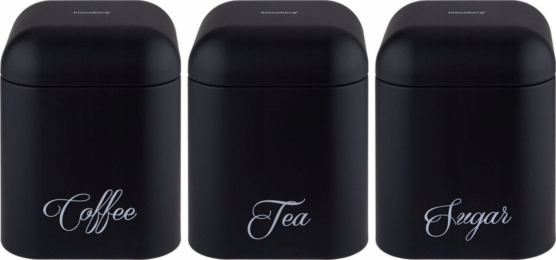Top Choice - storage tins - tea, sugar and coffee - black