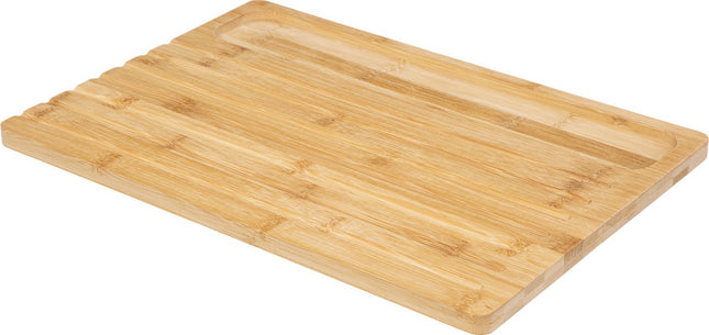 Brotschneidebrett 40 x 27 cm aus Bambusholz inklusive Brotmesser und Zange - Servierbrett - Brotbrett
