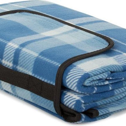 Picknickkleed - 200 x 150 cm - Lichtblauw geruit - met handvat - waterafstotende onderkant