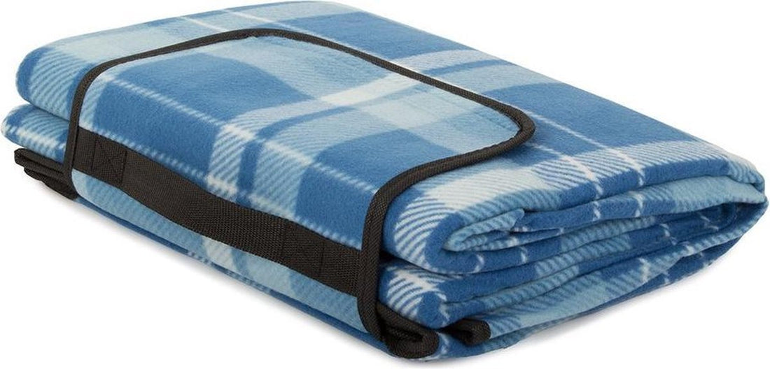 Nappe de pique-nique - 200 x 150 cm - À carreaux bleu clair - avec poignée - dessous imperméable