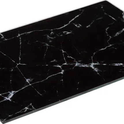 5Five Schneide-/Servierplatte aus Glas – rechteckig – schwarz mit Marmorprint – 30 x 20 cm