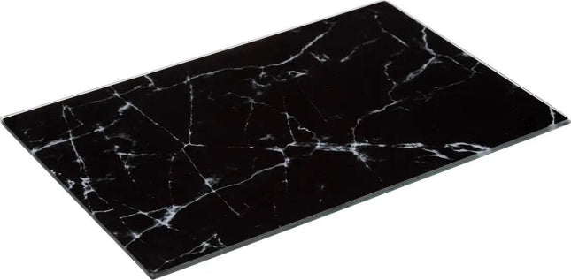 5Five Schneide-/Servierplatte aus Glas – rechteckig – schwarz mit Marmorprint – 30 x 20 cm