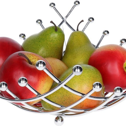 5Five Obstschale/Obstkorb Basel - Metall - D30 x H14 cm - silber - quadratisch - spiralenförmig