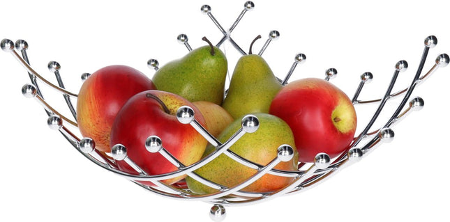 5Five Obstschale/Obstkorb Basel - Metall - D30 x H14 cm - silber - quadratisch - spiralenförmig