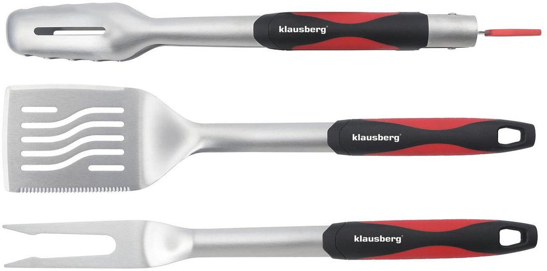 Klausberg KB-7899 bbq set – 3-delige grillset van RVS met spatel, vork en tang