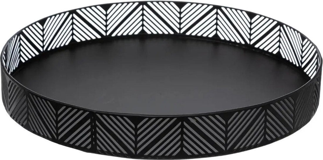 Plateau à bougies 5five - noir - rond - D 29,5 cm - métal - avec bord décoratif