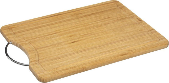 Secret de Gourmet Schneidebrett mit Metallgriff - 42 x 30 cm - Bambusholz - Servierplatte - Brotzeitbrett