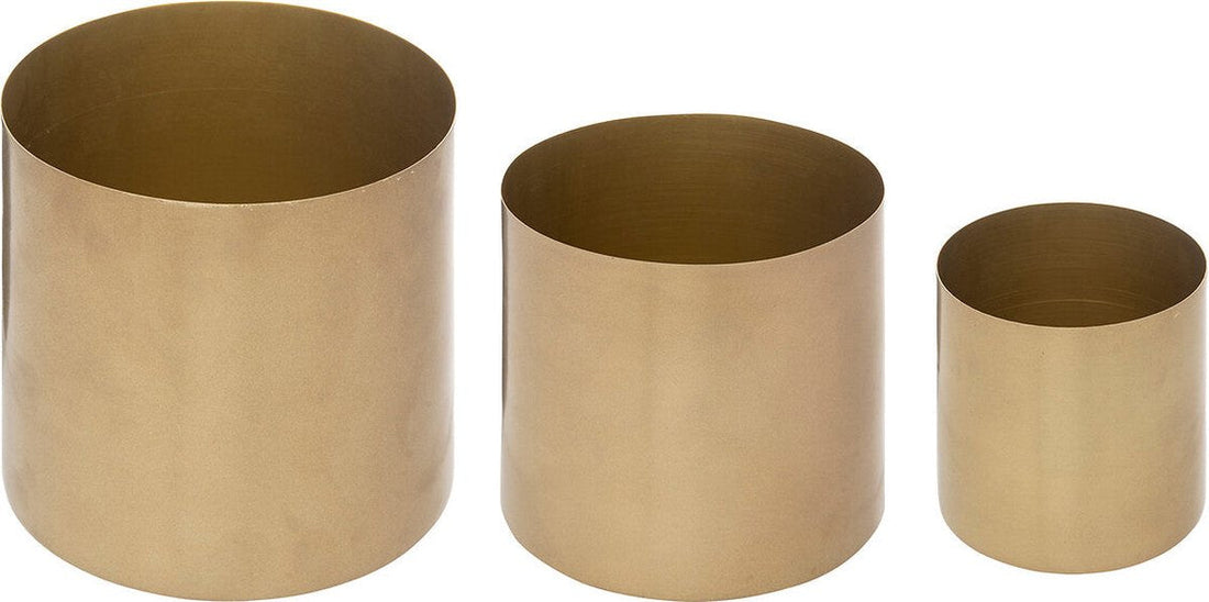 Atmosphera Lot de 3 cache-pots Ø10 / 12 / 14 cm - Or