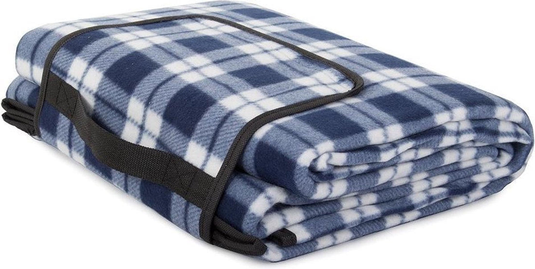 Nappe de pique-nique - 200 x 150 cm - À carreaux bleus - la poignée - dessous imperméable