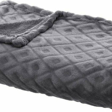 Wohndecke 125 x 150 cm Fleecedecke kariert uni 3D-Loden grau 125x150, dunkelgrau