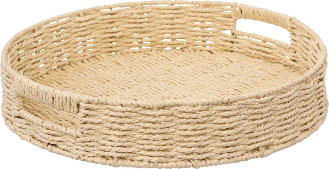 5Five serveer dienblad van gevlochten koord – rond, naturel, Ø 35 cm