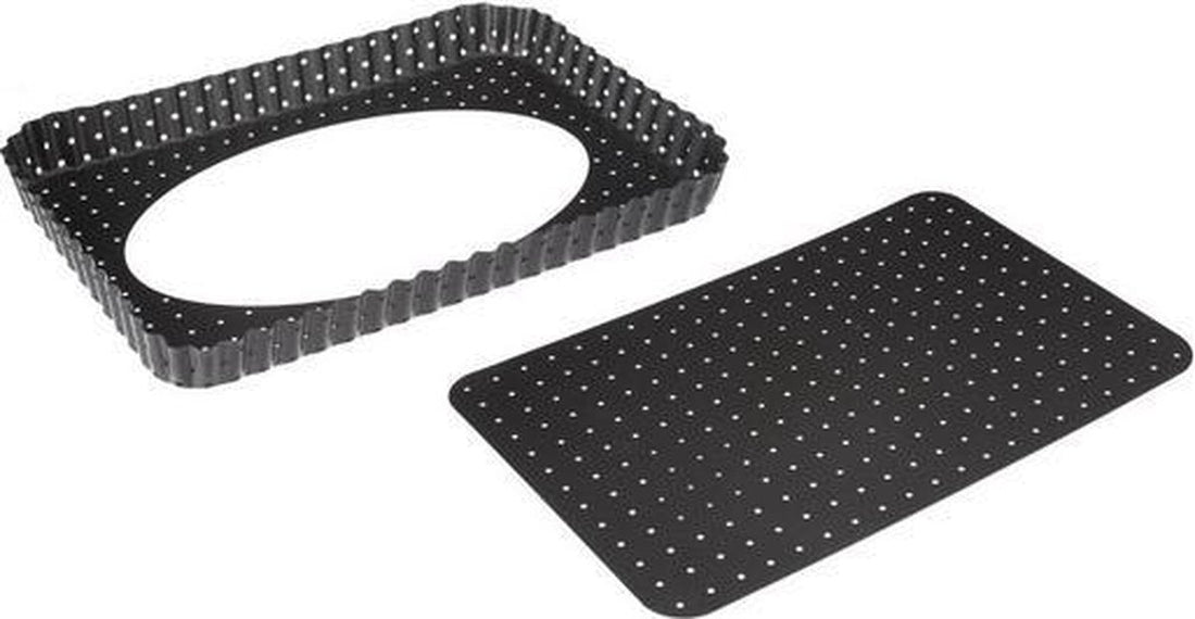Bakvorm quiche rechthoekig met losse bodem – geperforeerd, 31 x 21,5 cm