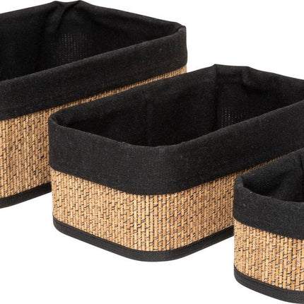 5Five Aufbewahrungskörbe Bambus - 3er-Set - rechteckig - Beige