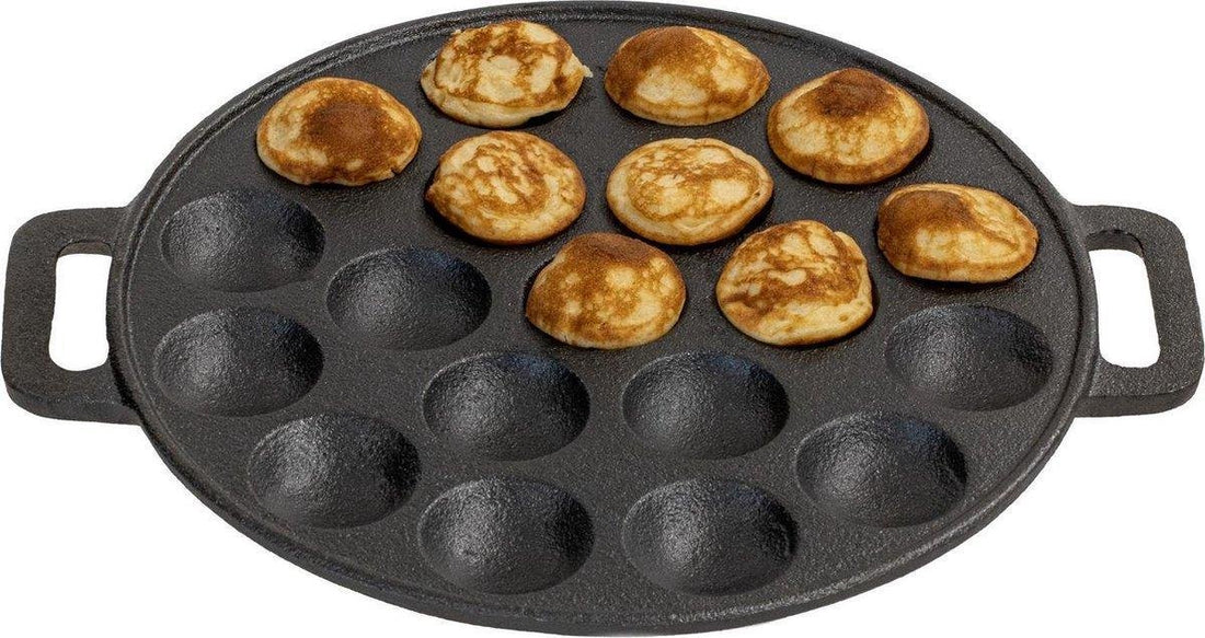 Gietijzeren poffertjespan Ø 24 cm – bakt 19 poffertjes tegelijk