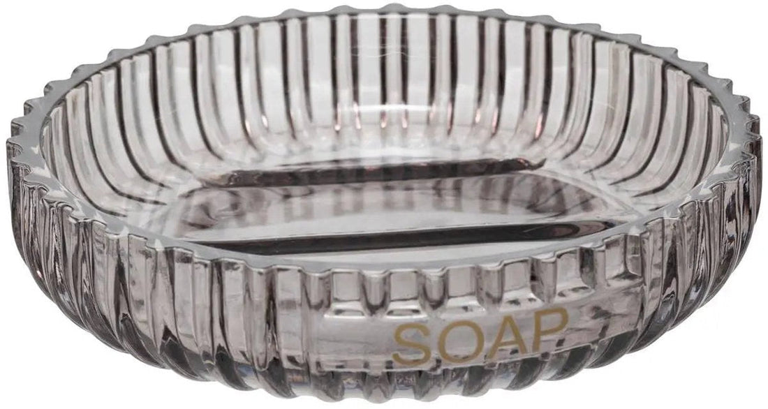 5Five Glass Soap Dish - Ribbed - Ø11 x 3 cm - Grey
