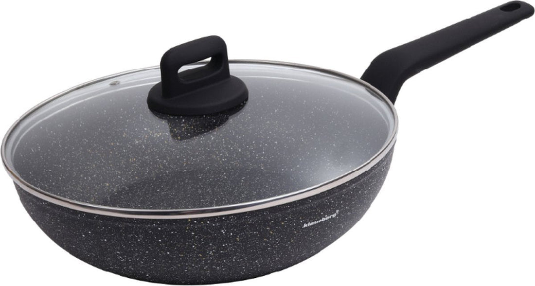 Klausberg 7668 - Wok en marbre noir - 28 cm - noir - avec couvercle