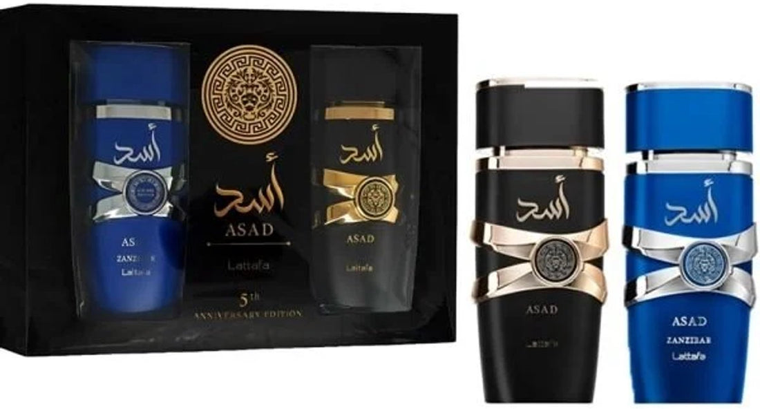 Coffret cadeau Lattafa Asad 5e anniversaire 2 pcs - Asad 100 ml + Zanzibar 100 ml EDP