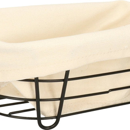 5Five - Brotkorb Bistro - Metall/Stoff - oval - schwarz/cremeweiß - 28 x 18 x 11 cm