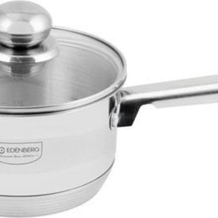 Edënbërg Classic Line - RVS Steelpan met Glazen Deksel Ø14 cm - 1.0 L - 5-Laags Bodem!