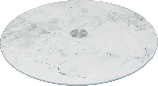 Secret de Gourmet Hapjes serveer draaiplateau - Marmer look glas - D32 cm - Tapas/kaas/voedsel