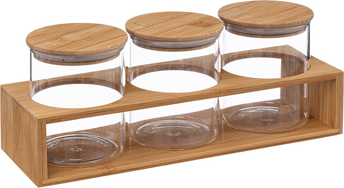 5Five Airtight glass jars with holder