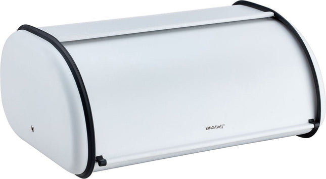 Kinghoff 1864 - Brotkasten groß - Edelstahl - Weiß - Retro - 44x27x18,5 cm