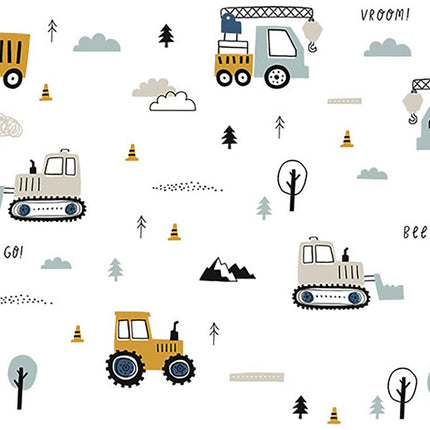 Wandtattoo Traktoren und Bagger - Set von Baufahrzeugen - 50x90 cm - Fahrzeugaufkleber für Jungenzimmer und Decke - Wandsticker