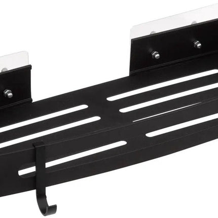 5Five Badkamer organizer - zwart - metaal - zeep bakje met haakjes - 32 x 13 cm - douche rekje