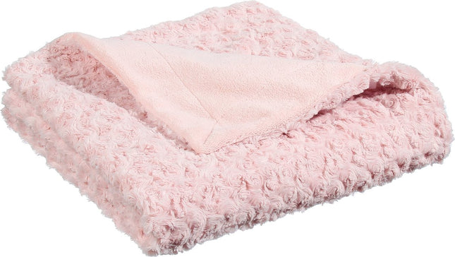 Atmosphera Sprei/deken/plaid - lichtroze - polyester - 120 x 160 cm - geknoopt motief
