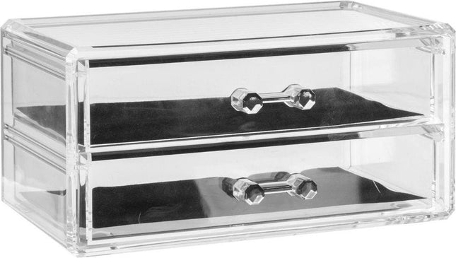 Sieraden/make-up organizer 2 lades 19 x 9 cm van kunststof - Sieradenkastje - Make-upkastje - Organizers