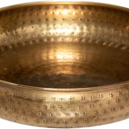 Schalenset, 2 Stück, goldfarbenes bearbeitet Metall, Ø 30,5 cm und 20 cm