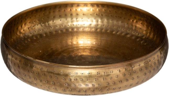 Schalenset, 2 Stück, goldfarbenes bearbeitet Metall, Ø 30,5 cm und 20 cm
