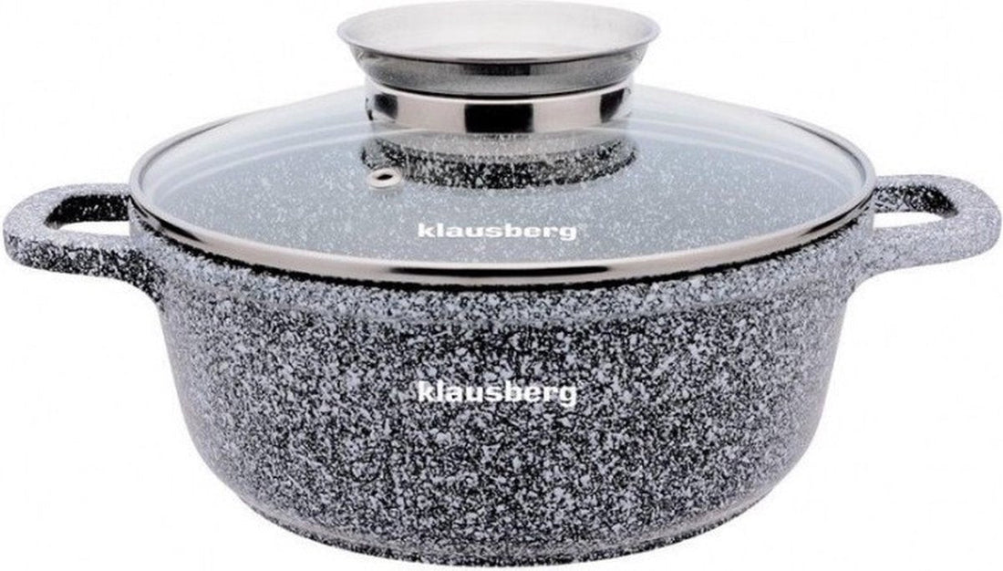 Klausberg 7525 kookpan met deksel – marmer grijs, 24 cm, 6,2 liter