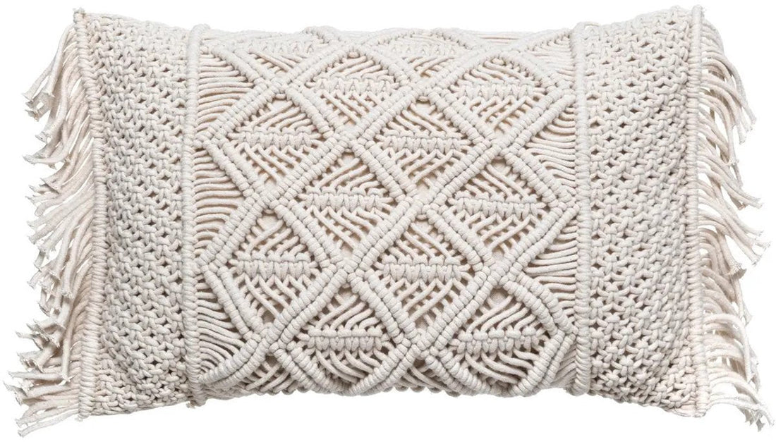 Atmosphera macramé sierkussen ivoor (ecru) – rechthoekig, 50 x 30 cm