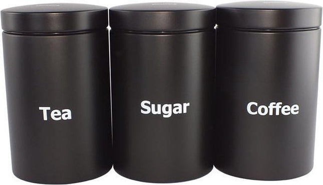 Klausberg - Vorratsdosen-Set - Kaffee, Tee, Zucker - schwarz