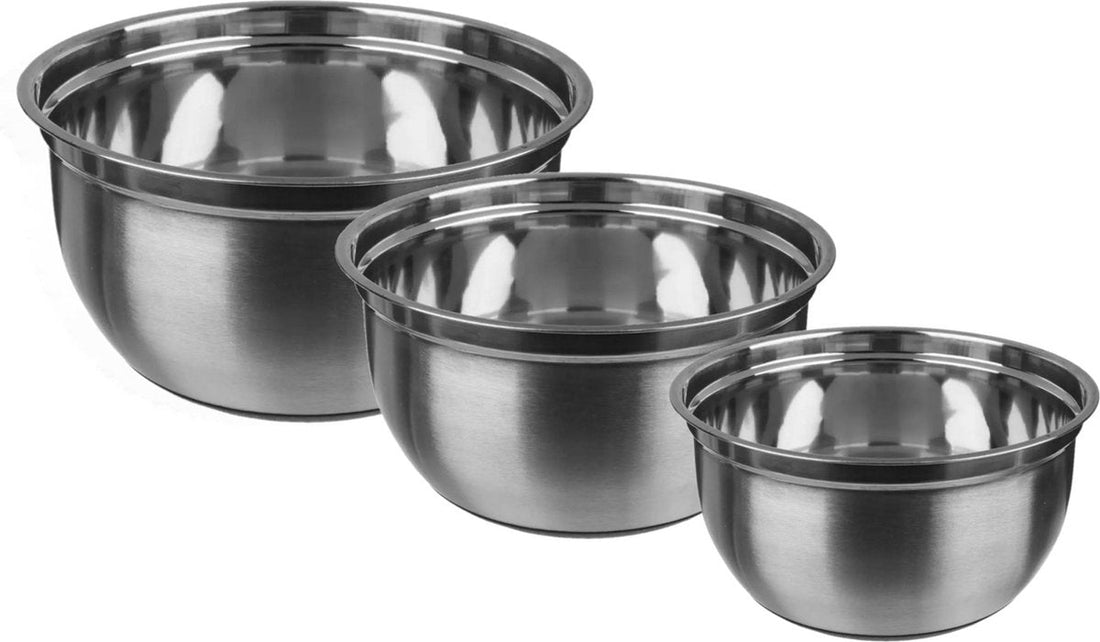 Set de 3 saladiers/bols mélangeurs - Inox 4,5L/2,5L/1L - Avec base antidérapante