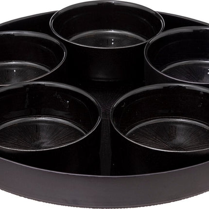 Tapas-Set Astra - Glasservierplatte 6-teilig - 34x5 cm - Schwarz