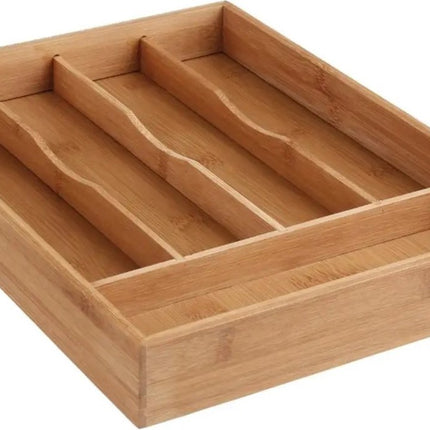 2er Set Secret de Gourmet Besteckkasten – Küchenorganizer – 5 Fächer – Bambusholz – 34 x 25 cm