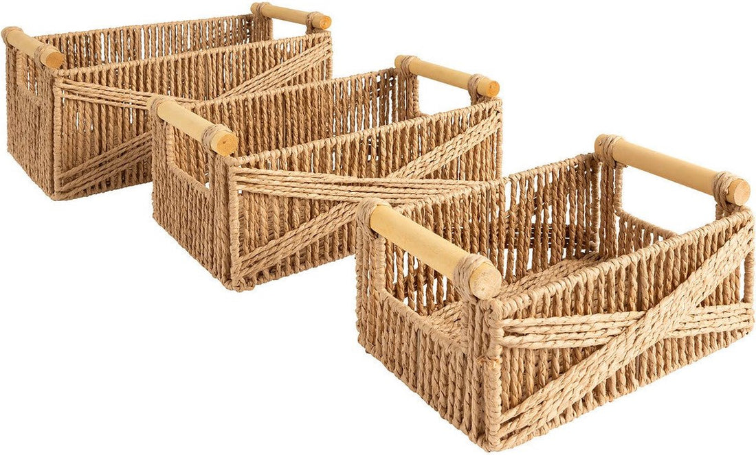 Paniers de rangement Atmosphera Eugène - Lot de 3 - 26/31/36 cm - Beige