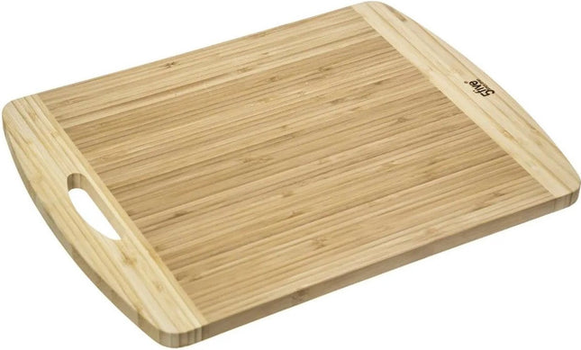 Bambus-Schneidebrett mit Griff – Groß – 40 x 30 – Serviertablett – Servierplatte – Holzschneidebrett