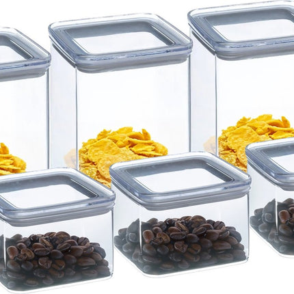 5Five Vorratsdosen Set 6x - Küche/Lebensmittel - Kunststoff - 1000/500 ml - luftdichter Deckel