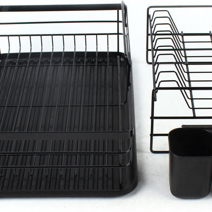 Luxe Afdruiprek met bestekkorf en lekbak - Droogrek - Afdruiprek - 43 x 29 x 27 cm