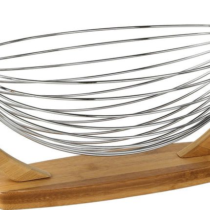 Obstschale/Obstkorb hängend in Fuß Holz/Metall 36 x 21 x 18 cm - Obstschalen/Obstkörbe - Drahtkorb aus Metall