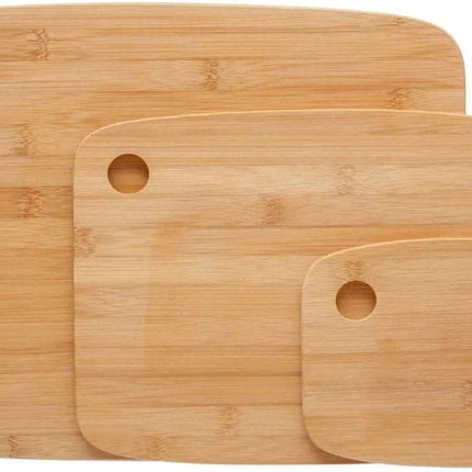 3er Set Schneidebretter 19/29/37 cm aus Bambusholz - Servierbretter - Brotbretter