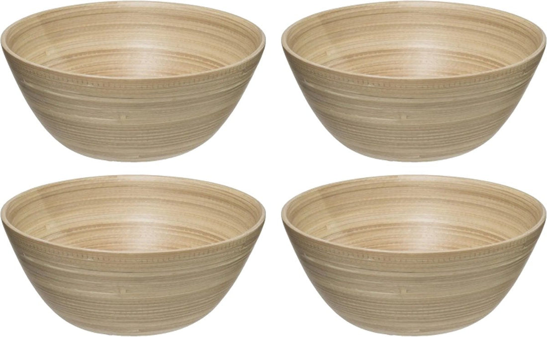 Secret de Gourmet - 8x - Saladiers/plats de service - bambou - beige - D17 cm