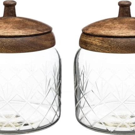 2x Süßigkeitengläser/Vorratsgläser 1,2L Glas mit Holzdeckel - 1200 ml - Bonbonnieren