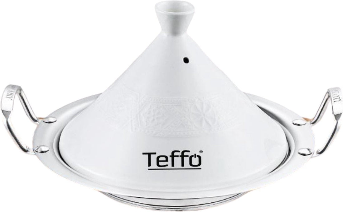TEFFO | Tajine de luxe pour induction - Tajine - 30 cm - Induction - Blanc / Argent